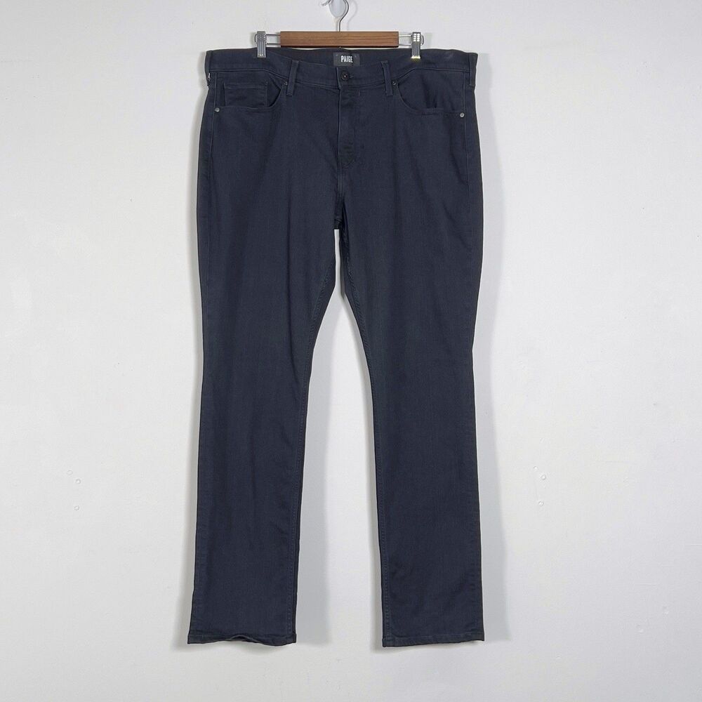 PAIGE Federal Jeans Mens Sz 38x33 Blue Stretch Slim‎ Straight Dark Wash Denim